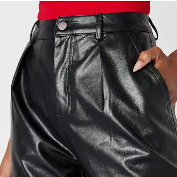 Lulus Check Your Vibe Black Vegan Leather High Rise Pants Size XS NWT - Picture 4 of 9